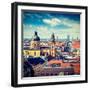 Vintage Retro Effect Filtered Hipster Style Travel Image of Aerial View of Munich over Theatine Chu-f9photos-Framed Photographic Print