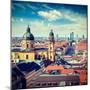 Vintage Retro Effect Filtered Hipster Style Travel Image of Aerial View of Munich over Theatine Chu-f9photos-Mounted Photographic Print