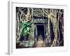 Vintage Retro Effect Filtered Hipster Style Travel Image of Ancient Stone Door and Tree Roots, Ta P-f9photos-Framed Photographic Print