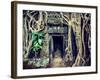 Vintage Retro Effect Filtered Hipster Style Travel Image of Ancient Stone Door and Tree Roots, Ta P-f9photos-Framed Photographic Print