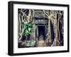 Vintage Retro Effect Filtered Hipster Style Travel Image of Ancient Stone Door and Tree Roots, Ta P-f9photos-Framed Photographic Print