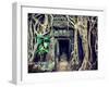 Vintage Retro Effect Filtered Hipster Style Travel Image of Ancient Stone Door and Tree Roots, Ta P-f9photos-Framed Photographic Print