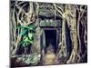 Vintage Retro Effect Filtered Hipster Style Travel Image of Ancient Stone Door and Tree Roots, Ta P-f9photos-Mounted Photographic Print