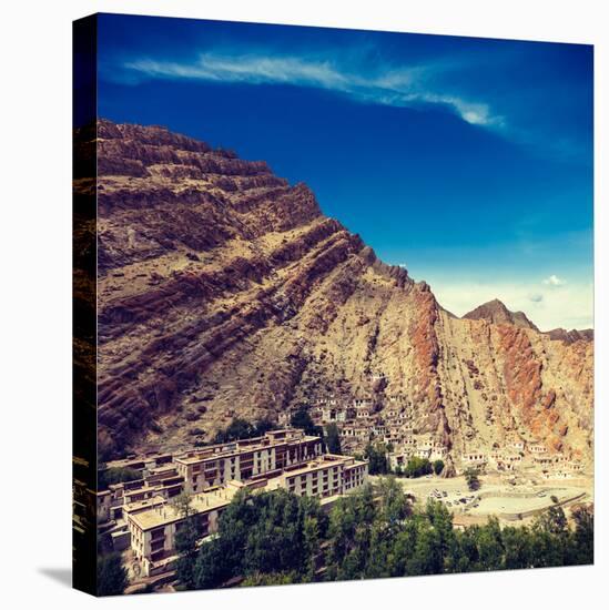 Vintage Retro Effect Filtered Hipster Style Travel Image of Hemis Gompa (Tibetan Buddhist Monastery-f9photos-Stretched Canvas