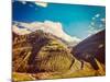 Vintage Retro Effect Filtered Hipster Style Travel Image of Himalayan Valley in Himalayas. Lahaul V-f9photos-Mounted Photographic Print