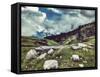 Vintage Retro Effect Filtered Hipster Style Travel Image of Mountain Landscape in Himalayas. Kullu-f9photos-Framed Stretched Canvas