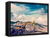 Vintage Retro Effect Filtered Hipster Style Travel Image of Road Construction in Mountains Himalaya-f9photos-Framed Stretched Canvas