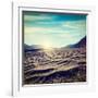 Vintage Retro Effect Filtered Hipster Style Travel Image of Sand Dunes in Himalayas on Sunrise. Hun-f9photos-Framed Photographic Print