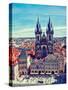 Vintage Retro Effect Filtered Hipster Style Travel Image of Tyn Church (Tynsky Chram) on Old City S-f9photos-Stretched Canvas