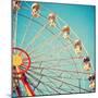 Vintage Retro Ferris Wheel on Blue Sky-Andrekart Photography-Mounted Photographic Print