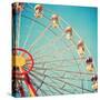 Vintage Retro Ferris Wheel on Blue Sky-Andrekart Photography-Stretched Canvas