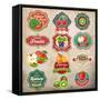 Vintage Retro Grunge Fresh Fruit Labels, Badges and Icons-Catherinecml-Framed Stretched Canvas