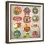 Vintage Retro Grunge Fresh Fruit Labels, Badges and Icons-Catherinecml-Framed Premium Giclee Print