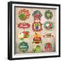 Vintage Retro Grunge Fresh Fruit Labels, Badges and Icons-Catherinecml-Framed Premium Giclee Print