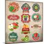 Vintage Retro Grunge Fresh Fruit Labels, Badges and Icons-Catherinecml-Mounted Premium Giclee Print