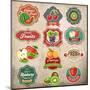 Vintage Retro Grunge Fresh Fruit Labels, Badges and Icons-Catherinecml-Mounted Art Print