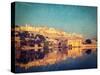 Vintage Retro Hipster Style Image of Famous Rajasthan Landmark - Amer (Amber) Fort, Rajasthan, Indi-f9photos-Stretched Canvas