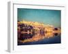 Vintage Retro Hipster Style Image of Famous Rajasthan Landmark - Amer (Amber) Fort, Rajasthan, Indi-f9photos-Framed Photographic Print