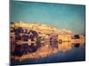 Vintage Retro Hipster Style Image of Famous Rajasthan Landmark - Amer (Amber) Fort, Rajasthan, Indi-f9photos-Mounted Photographic Print