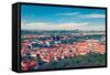 Vintage Retro Hipster Style Travel Image of Aerial Panorama of Hradchany: the Saint Vitus (St. Vitt-f9photos-Framed Stretched Canvas