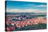 Vintage Retro Hipster Style Travel Image of Aerial Panorama of Hradchany: the Saint Vitus (St. Vitt-f9photos-Stretched Canvas