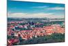 Vintage Retro Hipster Style Travel Image of Aerial Panorama of Hradchany: the Saint Vitus (St. Vitt-f9photos-Mounted Photographic Print