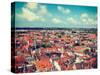 Vintage Retro Hipster Style Travel Image of Aerial View of Bruges (Brugge) from Belfry, Belgium Wit-f9photos-Stretched Canvas
