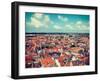 Vintage Retro Hipster Style Travel Image of Aerial View of Bruges (Brugge) from Belfry, Belgium Wit-f9photos-Framed Photographic Print