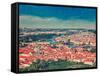 Vintage Retro Hipster Style Travel Image of Aerial View of Charles Bridge over Vltava River and Old-f9photos-Framed Stretched Canvas