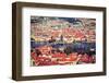Vintage Retro Hipster Style Travel Image of Aerial View of Charles Bridge over Vltava River and Old-f9photos-Framed Photographic Print