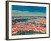 Vintage Retro Hipster Style Travel Image of Aerial View of Charles Bridge over Vltava River and Old-f9photos-Framed Photographic Print