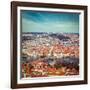 Vintage Retro Hipster Style Travel Image of Aerial View of Charles Bridge over Vltava River and Old-f9photos-Framed Photographic Print