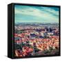 Vintage Retro Hipster Style Travel Image of Aerial View of Hradchany Part of Prague: the Saint Vitu-f9photos-Framed Stretched Canvas