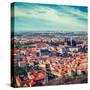 Vintage Retro Hipster Style Travel Image of Aerial View of Hradchany Part of Prague: the Saint Vitu-f9photos-Stretched Canvas