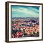 Vintage Retro Hipster Style Travel Image of Aerial View of Hradchany Part of Prague: the Saint Vitu-f9photos-Framed Photographic Print
