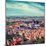 Vintage Retro Hipster Style Travel Image of Aerial View of Hradchany Part of Prague: the Saint Vitu-f9photos-Mounted Photographic Print