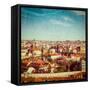 Vintage Retro Hipster Style Travel Image of Aerial View of Prague from Prague Castle. Prague, Czech-f9photos-Framed Stretched Canvas