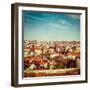 Vintage Retro Hipster Style Travel Image of Aerial View of Prague from Prague Castle. Prague, Czech-f9photos-Framed Photographic Print