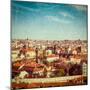 Vintage Retro Hipster Style Travel Image of Aerial View of Prague from Prague Castle. Prague, Czech-f9photos-Mounted Photographic Print