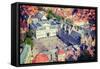 Vintage Retro Hipster Style Travel Image of Aerial View of the Burg Square with the City Hall. Brug-f9photos-Framed Stretched Canvas