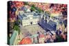 Vintage Retro Hipster Style Travel Image of Aerial View of the Burg Square with the City Hall. Brug-f9photos-Stretched Canvas