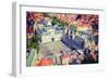 Vintage Retro Hipster Style Travel Image of Aerial View of the Burg Square with the City Hall. Brug-f9photos-Framed Photographic Print