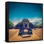 Vintage Retro Hipster Style Travel Image of Ancient Buddhist Dagoba (Stupe) Pabula Vihara. Ancient-f9photos-Framed Stretched Canvas