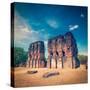 Vintage Retro Hipster Style Travel Image of Ancient Royal Palace Ruins - UNESCO World Heritage Site-f9photos-Stretched Canvas