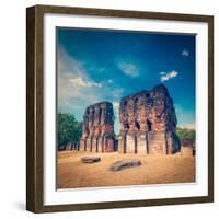 Vintage Retro Hipster Style Travel Image of Ancient Royal Palace Ruins - UNESCO World Heritage Site-f9photos-Framed Photographic Print