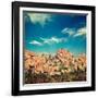 Vintage Retro Hipster Style Travel Image of Ancient Ruins of Hampi. Karnataka, India with Grunge Te-f9photos-Framed Photographic Print