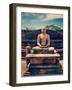 Vintage Retro Hipster Style Travel Image of Ancient Sitting Buddha Image in Votadage with Grunge Te-f9photos-Framed Photographic Print