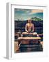 Vintage Retro Hipster Style Travel Image of Ancient Sitting Buddha Image in Votadage with Grunge Te-f9photos-Framed Photographic Print