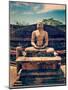 Vintage Retro Hipster Style Travel Image of Ancient Sitting Buddha Image in Votadage with Grunge Te-f9photos-Mounted Photographic Print