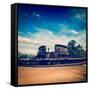 Vintage Retro Hipster Style Travel Image of Ancient Vatadage (Buddhist Stupa) in Pollonnaruwa, Sri-f9photos-Framed Stretched Canvas